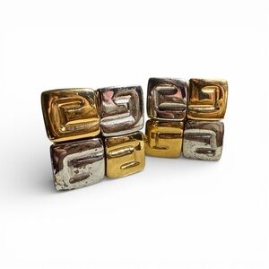 Vintage Givenchy Paris Mixed Metal Clip-On Earrings | Gold & Silver Tone | 1980s